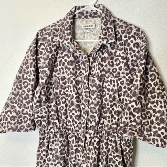 Overlover Hope Cotton Twill Leopard Print Jumpsuit